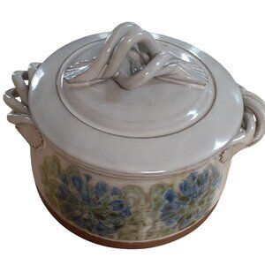 Vintage Hand-Painted Ceramic Casserole Dish Pottery Kitchenware